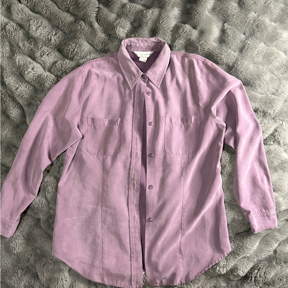 Casual Corner Lavender Button Down Shirt